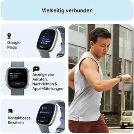 Fitbit Versa 4 aluminium platin/wasserfallblau