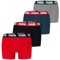 Puma Boxershorts 4er Pack Rot/Schwarz/Blau/Grau L