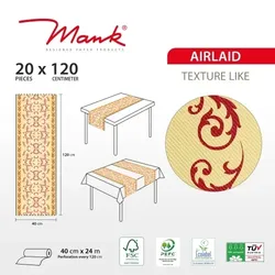 MANK Tischläufer Airlaid Michel in Bordeaux, 40 cm x 24 m , 1 Stück - Tischtuch Ornamente Ranken stoffähnlich