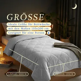 bc-agentur Bestlivings Bettdecke Hellgrau, leichtes Steppbett, Mikrofaser, atmungsaktiv, ohne Bettbezug nutzbar, Wärmeklasse 2, auch ideal für Reisen, Camping - Hellgrau