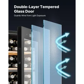 Vevor Weinkühlschrank für 32 Flaschen, Freistehender Flaschenkühlschrank mit Doppelzonen, Einstellbarer Temperatur von 5 °C bis 18 °C und Glastür, für Hausbar, Büro, Bar, Rotwein, Weißwein, Champagner
