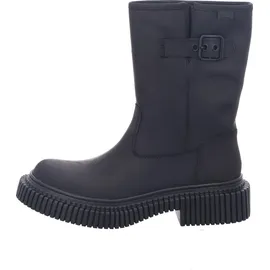 Camper Stiefel Biker-Bootie Schlupfstiefel schwarz Leder - Schwarz