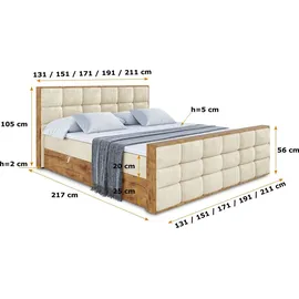 altdecor Boxbett 160 x 200 cm H3 Beige