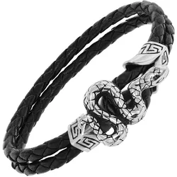 trendor 75800 Leder-Armband für Männer Schwarz Schlange