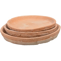 esschert design Übertopf 3er Satz Set Untersetzer rund Aged Terracotta Blumen Pflanzen Esschert Design braun