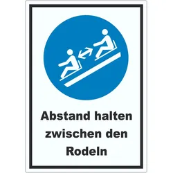 Abstand halten zwischen den Rodeln Aufkleber A7 (74x105mm)