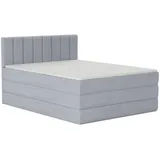 Deine Möbel 24 Boxspringbett MEXICO Echtes Boxspringbett Polsterbett Komplettbett inkl. Topper (Beige Hellgrau Blau-Grau Anthrazit Schwarz, 4-St., 2 Bonellfederkernmatratzen H3 + 1 Taschenfederkenmatratze H3), 140x200 160x200 180x200 180x200 200x200 inkl. Bettkasten blau|grau