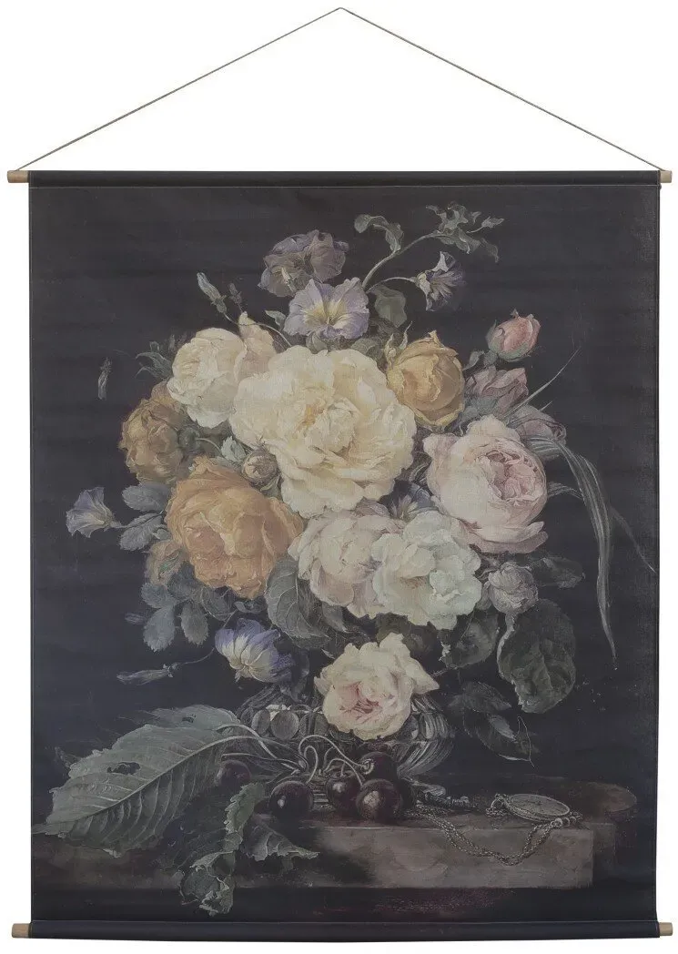 Chic Antique Leinwandbild mit Blumendruck, H145/L124 cm