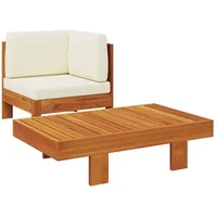 vidaXL Garten-Lounge-Set 2-tlg. cremeweiß Akazienholz