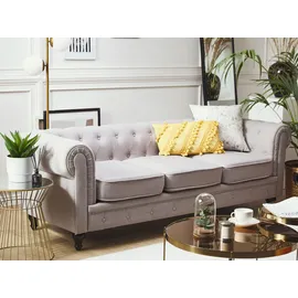 Beliani Sofa Hellgrau / dunkelbraun Chesterfield