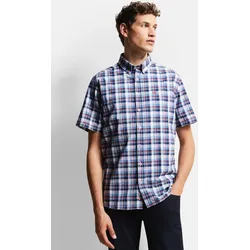 Kurzarmhemd BUGATTI, Herren, Gr. L, Normalgrößen, blau (marine), 100% Baumwolle, casual, normal, Kurzarm, Hemden, mit Karomustern