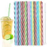 100Pcs Hart Wiederverwendbare Strohhalme, Trinkhalme mit Strohhalmbürsten