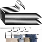 Dexpally Hosenbügel 5er-Pack – Doppelstab-Design mit offenen Enden,Kleiderbügel Platzsparend & rutschfeste Beschichtung – Hosenbügel Platzsparend Für Jeans, Hosen, Schals (Schwarz)