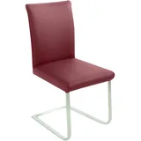 Freischwinger K+W KOMFORT & WOHNEN "Santos III", rot (rubin 11, edelstahlfarbig), B:47cm H:99cm T:62cm, Stühle, Freischwinger, mit Sattlernaht, Gestell aus Edelstahl, hochwertiger Sitzkomfort