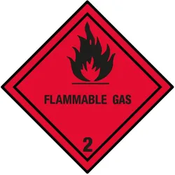 Gefahrzettel Kl. 2.1 Flammable Gas, 100x100mm