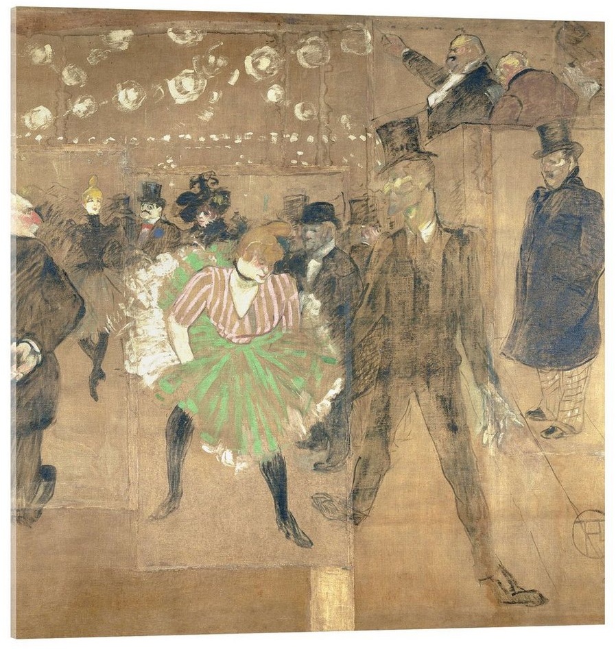 Posterlounge Acrylglasbild Henri de Toulouse-Lautrec, Tanz des Cancan, Wohnzimmer Malerei beige 60 cm x 60 cm