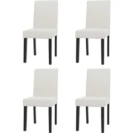 Mendler 4er-Set Esszimmerstuhl Littau, Stuhl Küchenstuhl Hochlehner, Stoff/Textil Cord Holz ~ creme, dunkle Beine