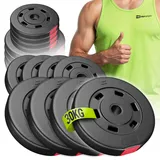 HOP-Sport Hantelscheiben Set 30 kg, Gewichtsscheiben 30 mm / 31 mm Bohrung, Kunststoff Hantelgewichte 4x5 kg + 4x2,5 kg, für Langhantel & Kurzhantel, bodenschonend