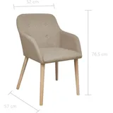 vidaXL Esszimmerstühle 2 Stk. Beige Stoff und Massivholz Eiche