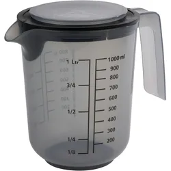 APS Rührbecher mit Deckel - Messbecher mit Maßskalen für Flüssigkeiten (l/ml), Zucker (g) und Mehl (g) / Volumen 1 Liter/Ø 12,5 cm/Höhe 16 cm
