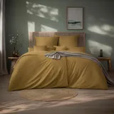 Estella Mako-Satin Uni Bettwäsche Valetta 135x200 cm + 80x80 cm | altgold - gelb