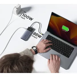 Baseus Metal Gleam Serie II 7-in-1 USB-C - USB-C PD100W / 2x USB-A / 2x HDMI 4K / USB-A 3.0 / USB-C 3.0, optimiert fr alle Gerteanforderungen Grau