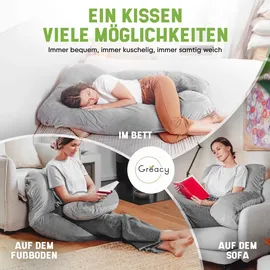 greacy Seitenschläferkissen mit Bezug - Stillkissen XXL, Schwangerschaftskissen