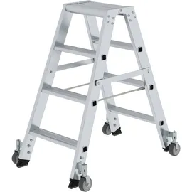Günzburger Aluminium-Stehleiter 2 x 4 Stufen rollbar (41208)
