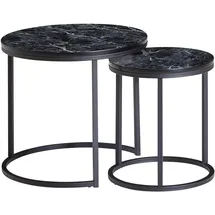 FineBuy Beistelltisch Schwarz Marmor 50 x 45 x 50 cm