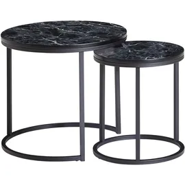 FineBuy Beistelltisch Schwarz Marmor 50 x 45 x 50 cm
