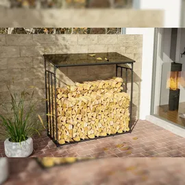 deluke Kaminholzregal Aluminium 70 x 165 x 165 cm Schwarz