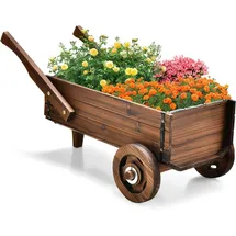 Costway Blumenwagen Holz Bollerwagen braun