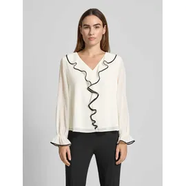 s.Oliver Regular Fit Langarmbluse mit Volants, Weiss, 44