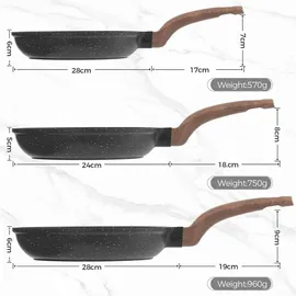 yashe Pfannen-Set 3-tlg. 20 cm + 24 cm + 28 cm