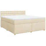 vidaXL Boxspringbett mit Matratze Creme 180x200 cm Stoff