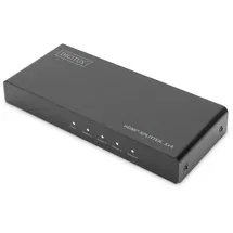 Digitus HDMI Splitter - teilt EIN HDMI-Signal auf Vier Displays - HDMI 2.0 - UltraHD 4K/60Hz - HDR, HDCP 2.2, EDID - Downscaler für 4k/1080p Mischbetrieb