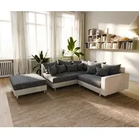 DELIFE Ecksofa Clovis Weiss Schwarz modular Armlehne Hocker Ottomane Links, Design Ecksofas, Couch Loft, Modulsofa, modular