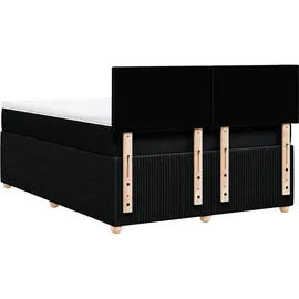 vidaXL Boxspringbett mit Matratze Schwarz 140x200 cm Stoff