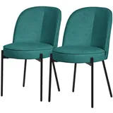 ML-DESIGN Polsterstuhl Esszimmerstühle mit Rückenlehne moderne Design Lounge Küchenstühle (2 St), Esstischstühle 2er Set Petrol Küchenstuhl Stahl Polyester bis 120 kg blau