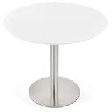 KADIMA DESIGN Robuster Runder Esstisch Ø 90 cm, Stahlgestell, Zeitlos, Weiß