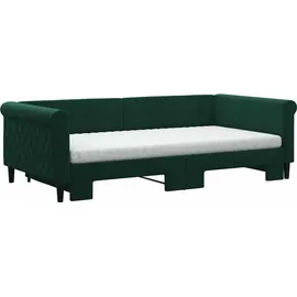 vidaXL Tagesbett Ausziehbar mit Matratzen Dunkelgrün 100x200 cm Samt