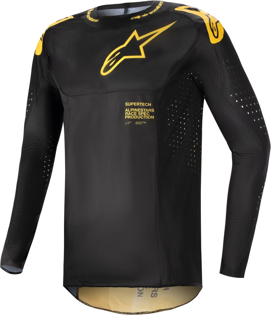Alpinestars Supertech Ward Star Motorcross shirt, zwart-geel, 2XL