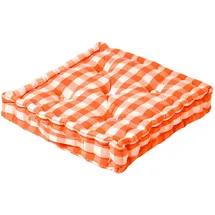 Homescapes Sitzkissen 50 x 50 cm Orange-Weiße Kariert