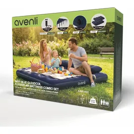 Avenli Luftbett King-Size 203x183x22 cm, aufblasbares Gästebett 2–3 Personen, mit Pumpe - blau