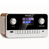 Auna Radio für Küche & Bad, Aufladbares DAB-Radio, DAB Plus Radio mit Bluetooth, Radio Batteriebetrieben mit DAB/DAB+/FM, TFT Display, Wecker, 5h Betrieb, Retro-Radio Klein, Radio mit Netzstecker 15W