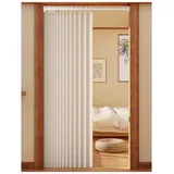 APMOE Türvorhang mit Teleskopstange, Ohne Bohren Türvorhang Kälteschutz, Raumteiler Vorhang Schallschutz Falttüren Innentüren(Weiß,Rod 50-80cm/curtain 80x250cm)