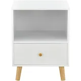 [en.casa] Beistelltisch, Weiß Holzwerkstoff, 1 Schubladen, Rechteckig, 40x54x30 cm Wohnzimmer, Wohnzimmertische, Couchtische