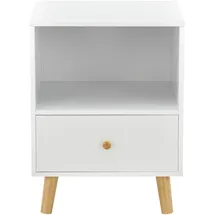 [en.casa] Beistelltisch, Weiß Holzwerkstoff, 1 Schubladen, Rechteckig, 40x54x30 cm Wohnzimmer, Wohnzimmertische, Couchtische