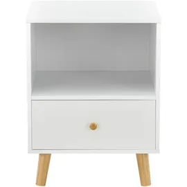 [en.casa] Beistelltisch, Weiß Holzwerkstoff, 1 Schubladen, Rechteckig, 40x54x30 cm Wohnzimmer, Wohnzimmertische, Couchtische