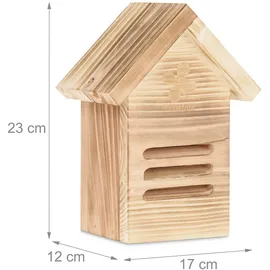 Relaxdays Marienkäferhaus, Holz, Marienkäferhotel Garten, zum Aufhängen, Insektenhotel für Marienkäfer, natur/braun